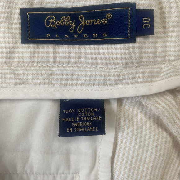 Bobby Jones Shorts Mens Size 38 Cream Tan Stripe Nautical Preppy Old Money - Picture 4 of 9